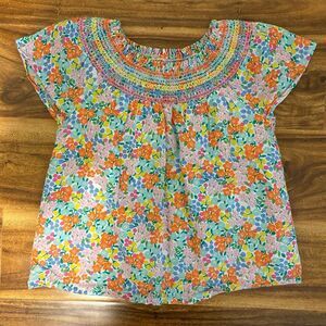Mini Boden Smocked Neck Floral Top, Size 3-4